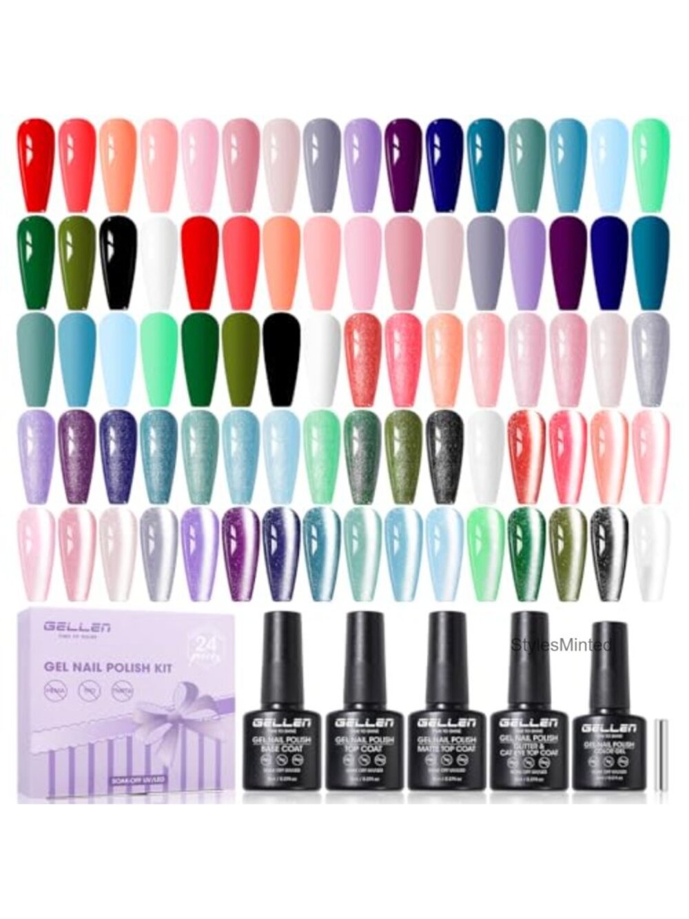 24pc Gel Polish Set 20 Colors 4 Functional Coats Nail Art